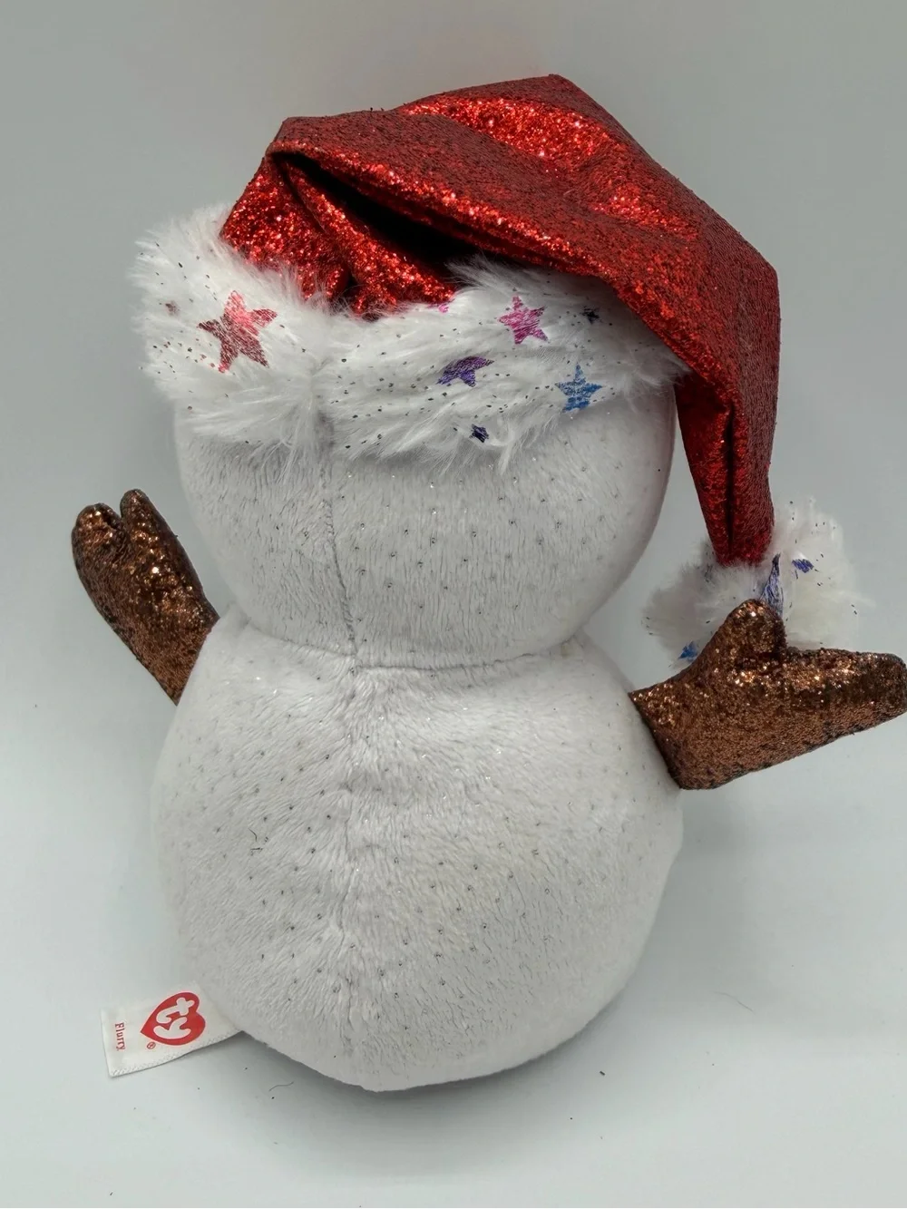 Ty Beanie Boos Flurry Snowman Plush 6” 2019 Christmas Glitter Eyes Holiday